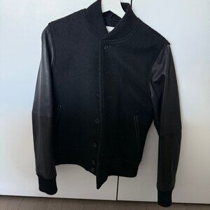 Vintage Club Monaco Varsity Bomber Jacket – Wool & Leather – Size XS